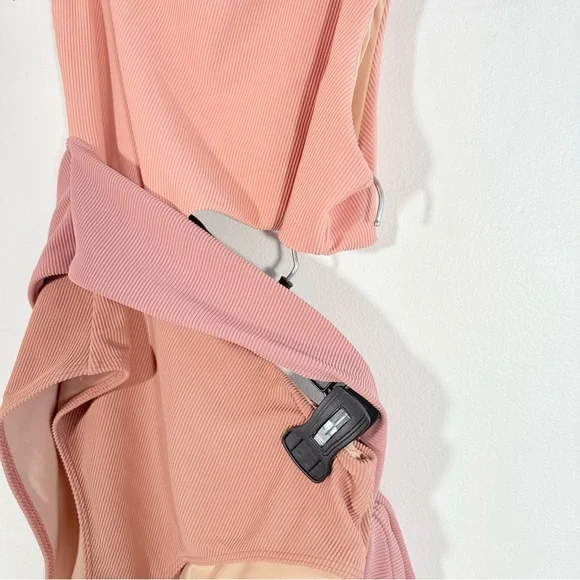 Beach Riot Carlie Blush Pink Ribbed One Shoulder Side Tie One Piece Swim Medium - Picture 8 of 13